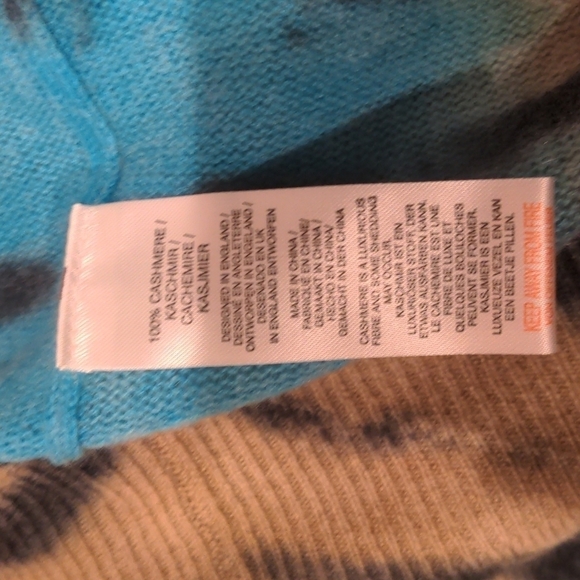 Crush Cashmere Tie Dye Rio Cropped Full Zip Hoodie in Camel and Blue - Picture 6 of 10